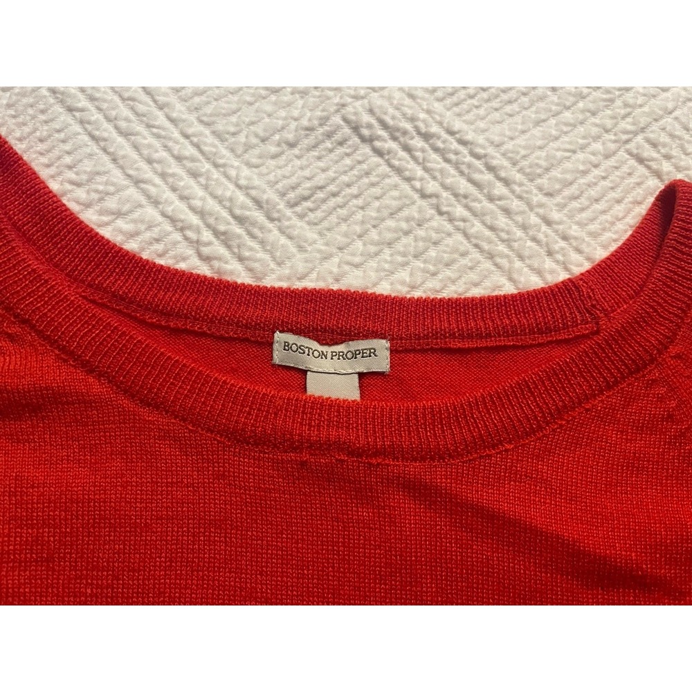 Boston Proper Dress Size Small Red Office Or Date Night Knee-length Silk Knit - Picture 4 of 10